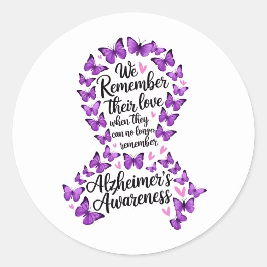 Alzheimer's Disease Awareness Purple Ribbon Runder Aufkleber (Vorderseite)