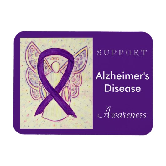 Alzheimer's Disease Awareness Ribbon Angel Magnet (Horizontal)