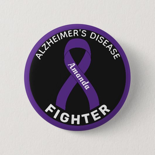 Alzheimer's Disease Fighter Ribbon Black Button (Vorderseite)