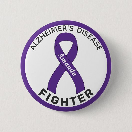 Alzheimer's Disease Fighter Ribbon White Button (Vorderseite)