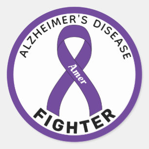 Alzheimer's Disease Fighter Ribbon White Runder Aufkleber