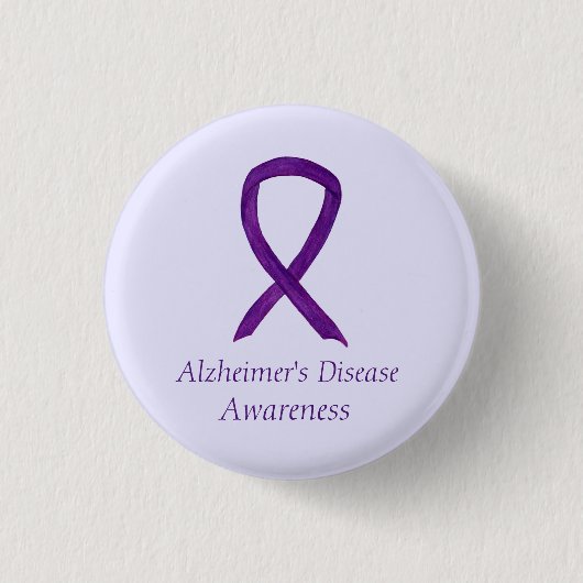 Alzheimer's Disease Lila Ribbon Custom Art Buttone Button (Vorderseite)