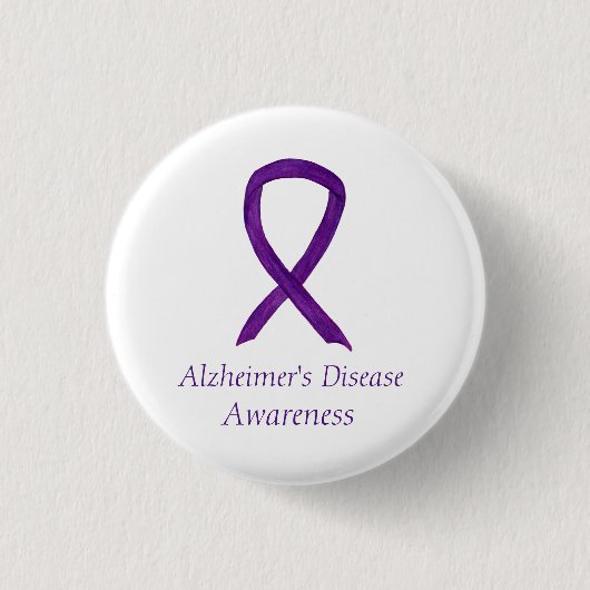 Alzheimer's Disease Lila Ribbon Custom Art Buttone Button (Vorderseite)