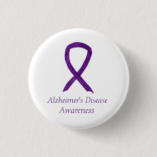 Alzheimer's Disease Lila Ribbon Custom Art Buttone Button