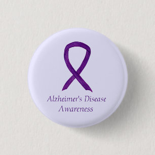 Alzheimer's Disease Lila Ribbon Custom Art Buttons