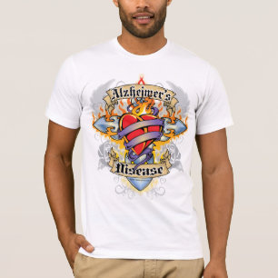 Alzheimers Krankheits-Kreuz u. Herz T-Shirt