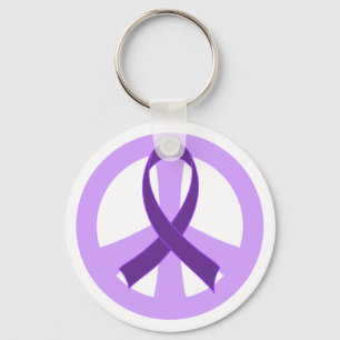 Alzheimers Purple Peace Sign Ribbon Gift Schlüsselanhänger