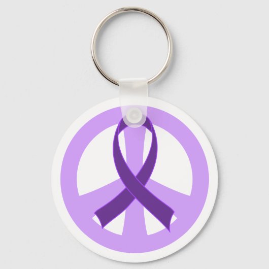 Alzheimers Purple Peace Sign Ribbon Gift Schlüsselanhänger (Vorderseite)