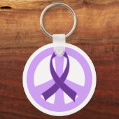Alzheimers Purple Peace Sign Ribbon Gift Schlüsselanhänger (Vorderseite)