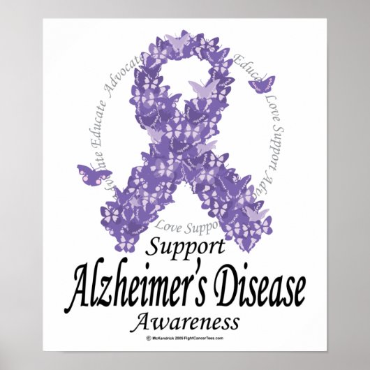 Alzheimers Ribbon aus Schmetterlingen Poster (Vorne)