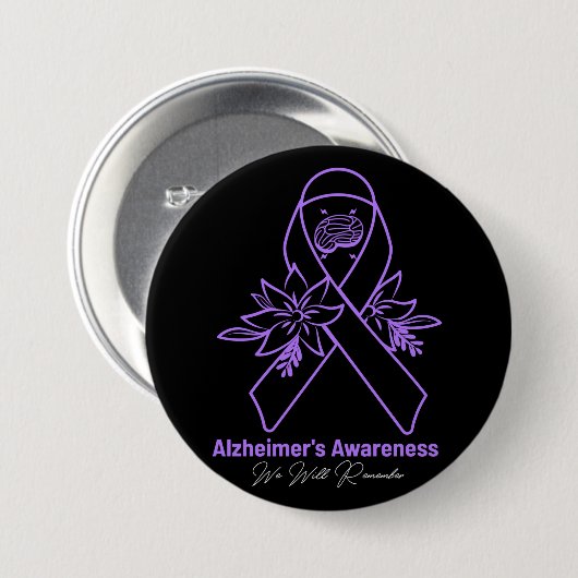 Alzheimer's Ribbon bekämpfen Demenz Bewusstsein Button (Vorne & Hinten)