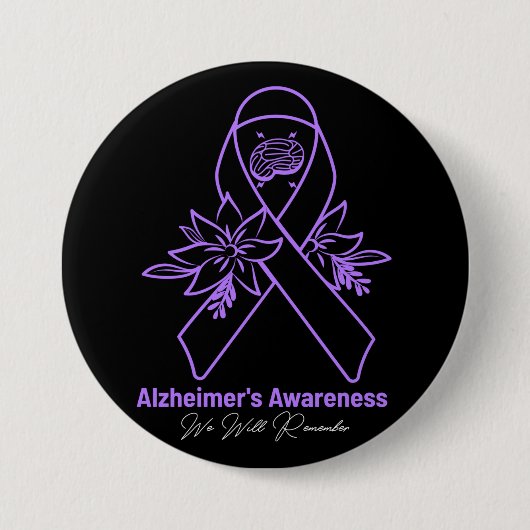 Alzheimer's Ribbon bekämpfen Demenz Bewusstsein Button (Vorderseite)