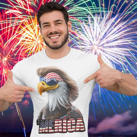 Am 4. Juli: American Bald Eagle and Mullet T-Shirt