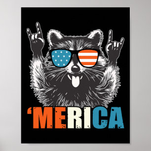 Am 4. Juli Amerika Party im US-Raccoon Poster