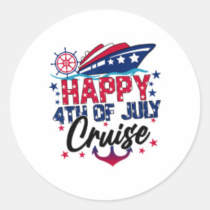 Am 4. Juli Cruise Patriotic American Cruisi Runder Aufkleber
