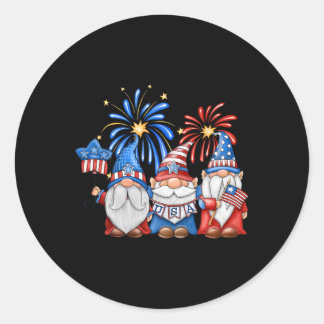Am 4. Juli feiern amerikanische Gnome Unabhängigke Runder Aufkleber