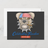 Am 4. Juli feiert American Bulldog die Freiheit Postkarte (Vorne/Hinten)