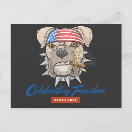 Am 4. Juli feiert American Bulldog die Freiheit Postkarte (Vorderseite)
