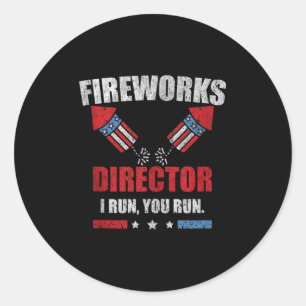Am 4. Juli Feuerwerk Direktor Ich leite Sie laufen Runder Aufkleber