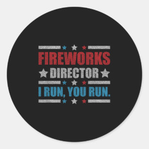 Am 4. Juli Feuerwerk Direktor Ich leite Sie laufen Runder Aufkleber