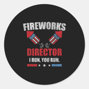 Am 4. Juli Feuerwerk Direktor Ich leite Sie laufen Runder Aufkleber