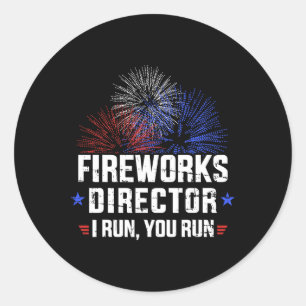 Am 4. Juli Feuerwerk Direktor Ich leite Sie laufen Runder Aufkleber
