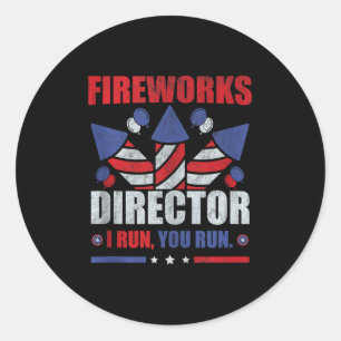 Am 4. Juli Feuerwerk Direktor Ich leite Sie laufen Runder Aufkleber