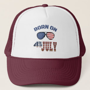 AM 4. JULI GEBOREN TRUCKER-MÜTZE TRUCKERKAPPE