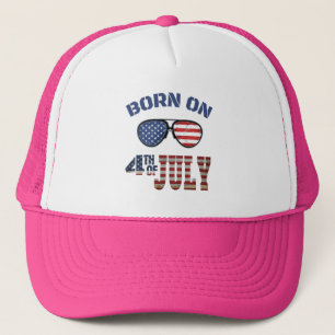 AM 4. JULI GEBOREN TRUCKER-MÜTZE TRUCKERKAPPE