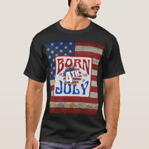 Am 4. Juli Geboren USA-Flagge T-Shirt