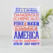 Am 4. Juli Party Spaß zum Unabhängigkeitstag Einladung (Stehend Vorderseite)