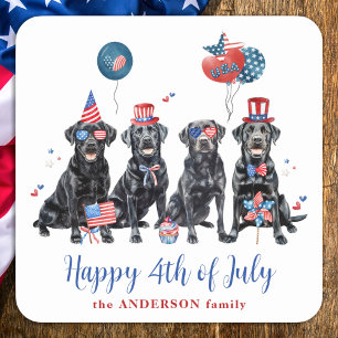 Am 4. Juli Patriotic Labrador Retriever Quadratischer Aufkleber