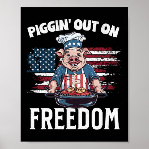 Am 4. Juli Pig Grilling Grillen Party Rbecue Pi Poster