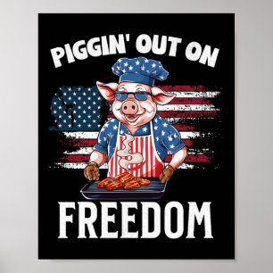 Am 4. Juli Pig Grilling Grillen Party Rbecue Pi Poster