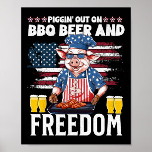 Am 4. Juli Pig Grilling Grillen Party Rbecue Pi Poster