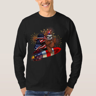 Am 4. Juli Rocket mit Feuerwerk Usa Patrio T-Shirt