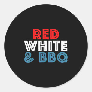 Am 4. Juli Vierte Retro Usa Red White Grillen Runder Aufkleber