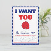 Am 4. Juli Wollte ich, dass du zu meinem Party kom Einladung (Stehend Vorderseite)