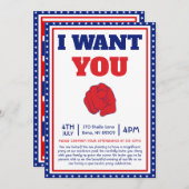 Am 4. Juli Wollte ich, dass du zu meinem Party kom Einladung (Vorne/Hinten)