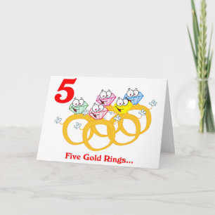 Am 5. Tag der Weihnachtszeit fünf Gold Rings Feiertagskarte