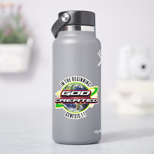 AM ANFANG DES GOTT Christlich Earth Day Aufkleber (HydroFlask)