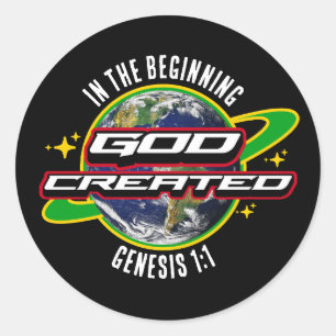 AM ANFANG DES GOTT Christlich Earth Day Runder Aufkleber