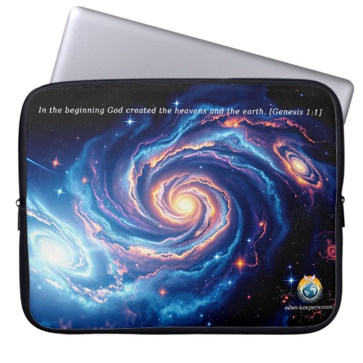 Am Anfang, Gott und Schöpfung Verse Laptopschutzhülle (Vorderseite)