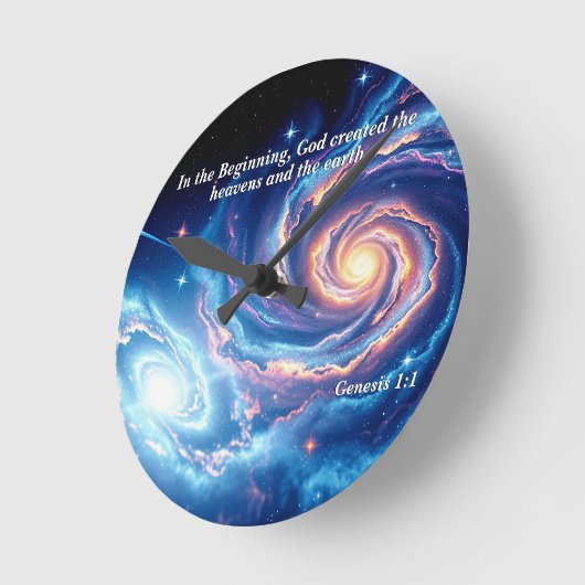 Am Anfang, Gott und Schöpfung Verse Runde Wanduhr (Winkel)