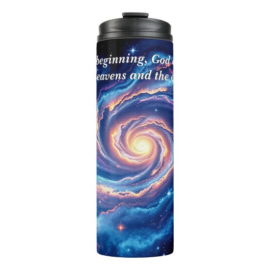 Am Anfang, Gott und Schöpfung Verse Thermosbecher (Vorderseite)