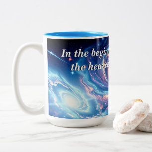 Am Anfang, Gott und Schöpfung Verse Zweifarbige Tasse