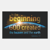 Am Anfang hat Gott Christliche Glaubensverse ersch Rechteckiger Aufkleber (Vorderseite)