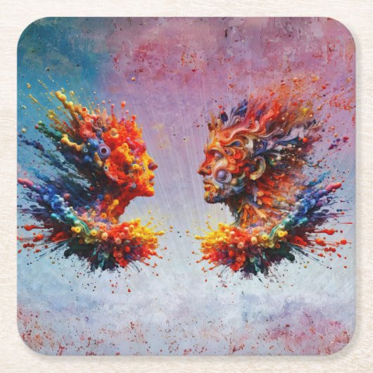 Am Anfang... Rechteckiger Pappuntersetzer (Vorderseite)