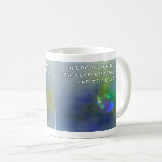 Am Anfang schuf Gott das HimmelsFraktal Kaffeetasse (VorderseiteRechts)