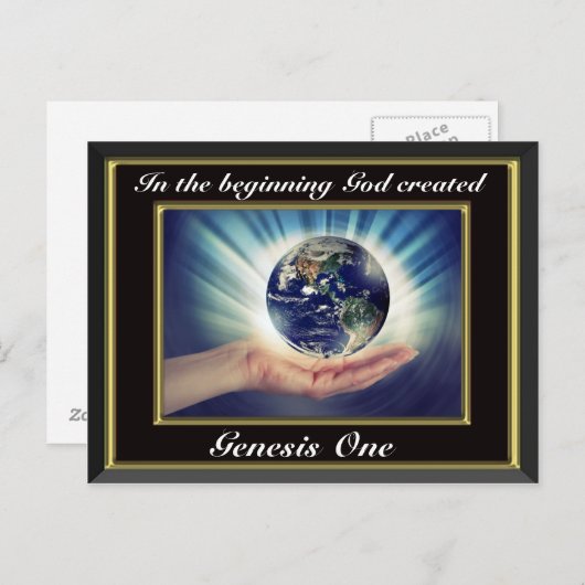 Am Anfang schuf Gott Genesis 1 Planet Bl Postkarte (Vorne/Hinten)